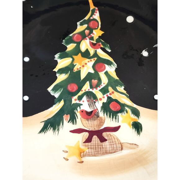 PLATES-SALAD/DESSERT-Certified Int'l-Becca Barton-Black Cream-Christmas Tree - Picture 4 of 8